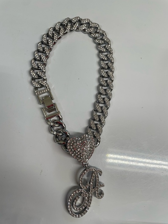 Jewelry - Silver tone Link Bracelet with Heart and Initial A Charm